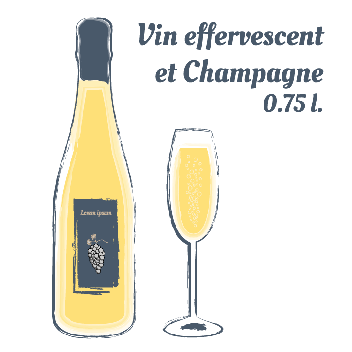 Vin effervescent et champagne 0.75l