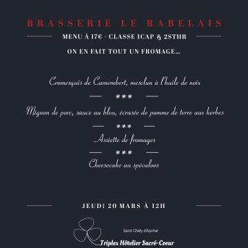 Jeudi 20 mars 2025 (midi) brasserie le rabelais