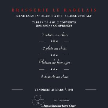 Vendredi 21 mars 2025 (soir) brasserie le rabelais