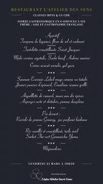Vendredi 21 mars 2025 (soir) restaurant atelier des sens