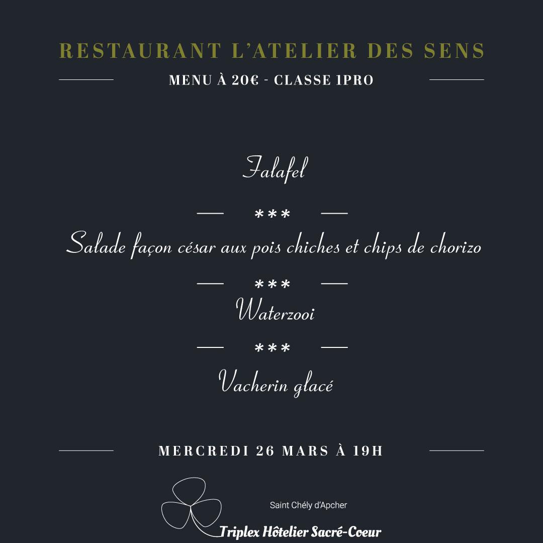 Mercredi 26 mars 2025 (soir) restaurant atelier des sens
