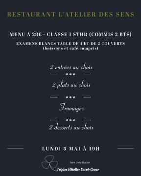 Lundi 5 mai 2025 (soir) restaurant atelier des sens