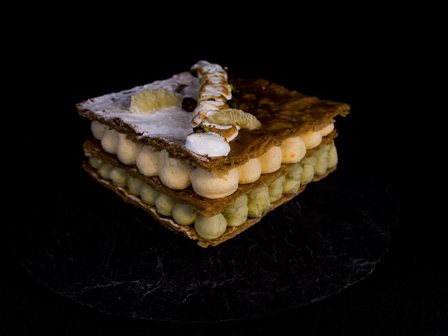 Mille feuilles citron pistache coeur gourmand